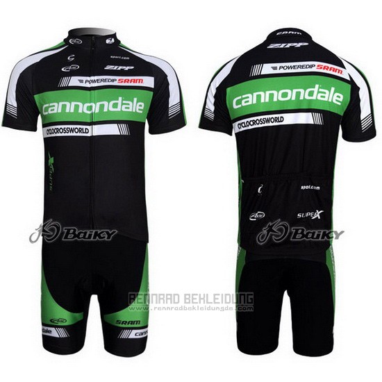 2011 Fahrradbekleidung Cannondale Shwarz und Grun Trikot Kurzarm und Tragerhose